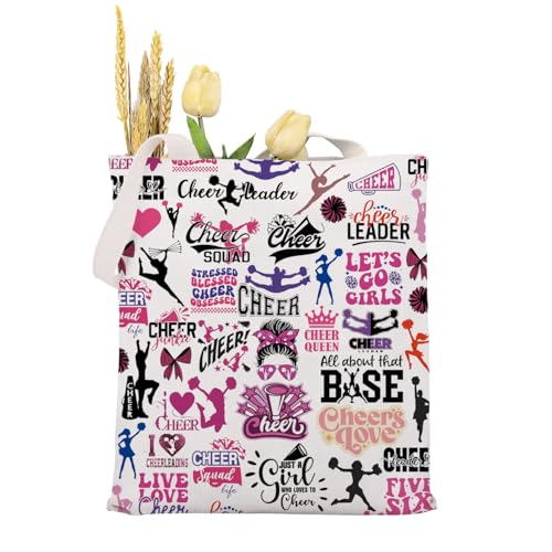 MAOFAED Cheerleader Gift, Cheerleading Tote Bag, Cheer Gift, Cheer Team Gift, Cheer Season Gift, Senior Cheerleader Gift