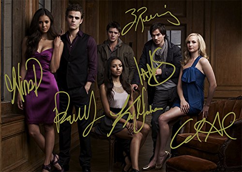 The Vampire Diaries TV Show Print - Cast Ian Somerhalder, Paul Wesley, Nina Dobrev, Kat Graham, Candice Accola, Zach Roerig (11.7" X 8.3")