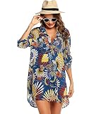 Strand-Cover-Ups Für Damen Kurzarm Beachwear Elegante Bademode Sexy Frauen Strandkleid Oversize Bikini Swimdress Damen Bikini-Shirts Plus Größe Bademode Coole Strandkleidung Königsblau 3XL