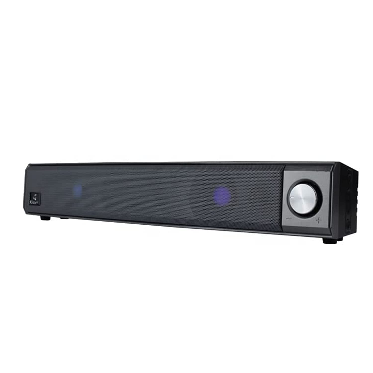 Kisonli LED-909 Portable Wireless Bluetooth Soundbar Speaker, showcasing its sleek design and LED lights.