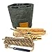 Survival Stuff Zunder Kit Kienspan für Feuerstahl - Entzündet sofort - Inkl. Canvas Waxed Tasche wasserabweisend - Für Hobo Kocher, Bushcraft, Grill oder Raketenofen