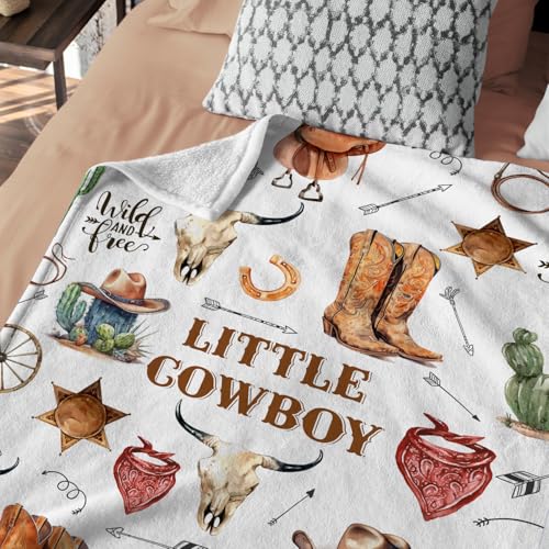 Image of Western Blanket, Western Decor for Nursery Room, Baby Blankets for Boys Girls, Cowboy Baby Blankets, Western Baby Stuff, Soft Warm Lightweight Nursery Bed Blanket for Newborn Toddlers (02, 30x40 in)