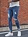 FIILIMER Mens Stretch Skinny Jeans,Ripped Slim Leg Comfy Denim Pants Casual Mid-Rise 5-Pockets Lightweight Washed Jeans Blue 36