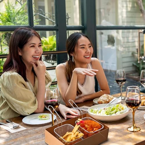 Image of Toxen Square Fry Basket Stainless Steel French Fries Holder Handles Small Serving Basket for Kitchen Restaurant Cafe Barbecue Kitchen Cooking Tools (2)