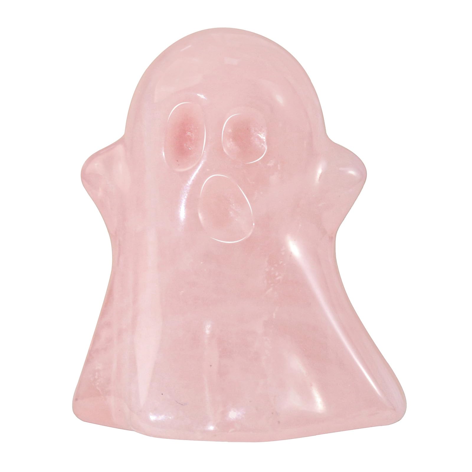 Pierres de cristal en quartz rose véritable lot de 2 figurines fantôme d'Halloween sculptées