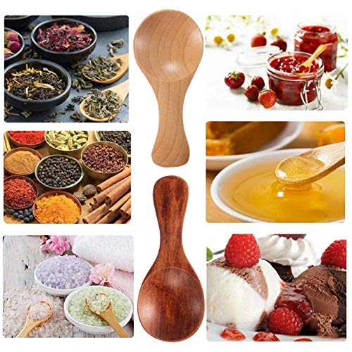Cabilock Lot de 4 petites cuillères à sel en bois faites à la main pour miel, cuillère à café, assaisonnement, sucre, café, thé, confiture, moutarde, crème glacée, lait