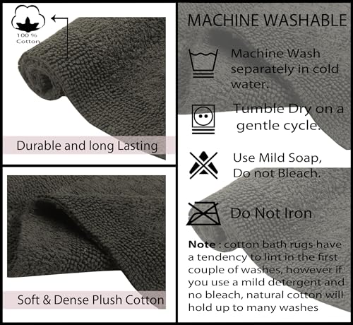 Home Weavers Luxury Collection 100% Cotton Reversible Bathroom Rug, Washable Rug, Soft Cotton Extra Soft and Absorbent Bath Rug, Kitchen Mat, 24"x40" Rectangle, Gray by Home Weavers - Used condition - Image 7