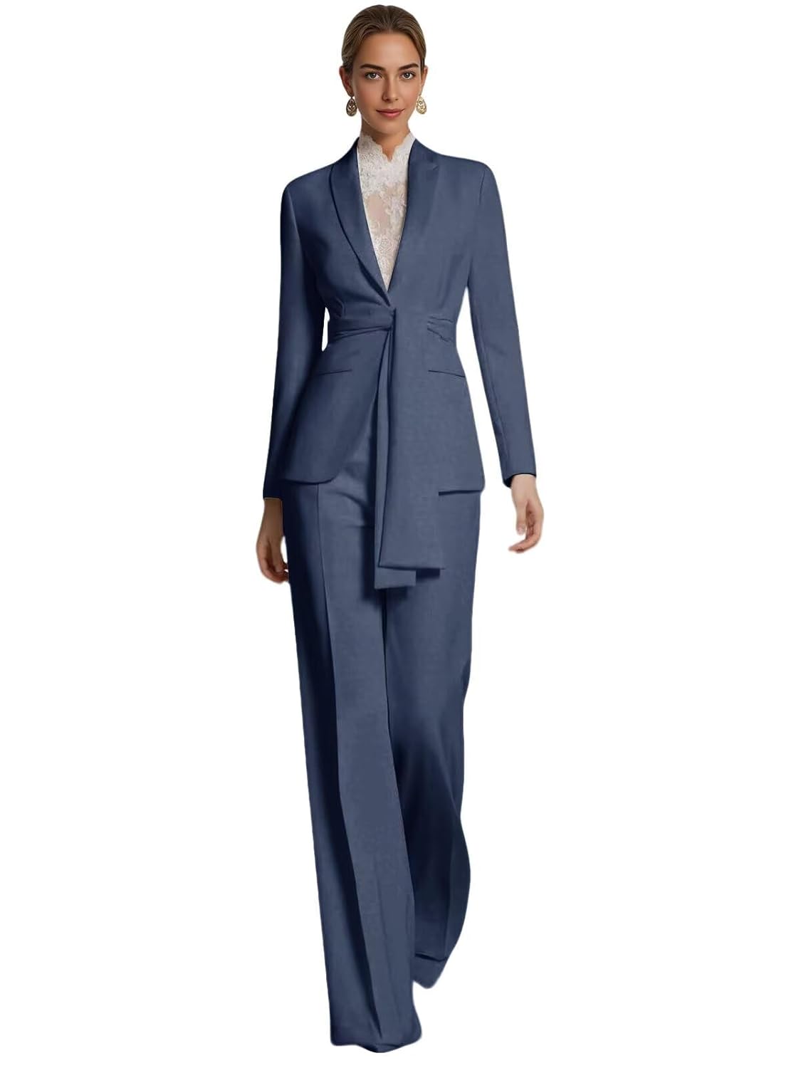 H S D 2 Piece Mother of the Bride Dresses Pant Suits V Neck Wedding Guest Groom Formal