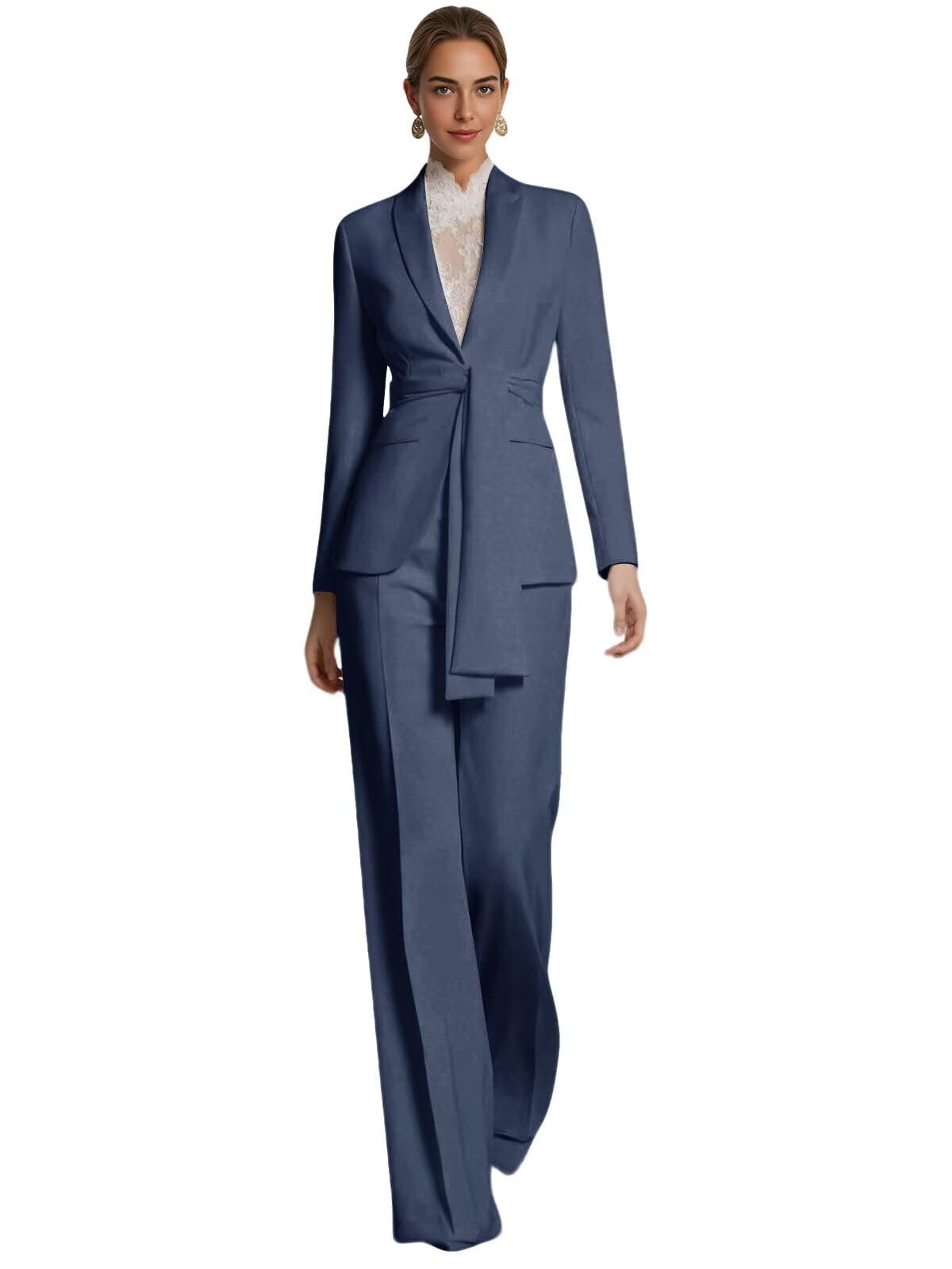 H S D 2 Piece Mother of the Bride Dresses Pant Suits V Neck Wedding Guest Groom Formal