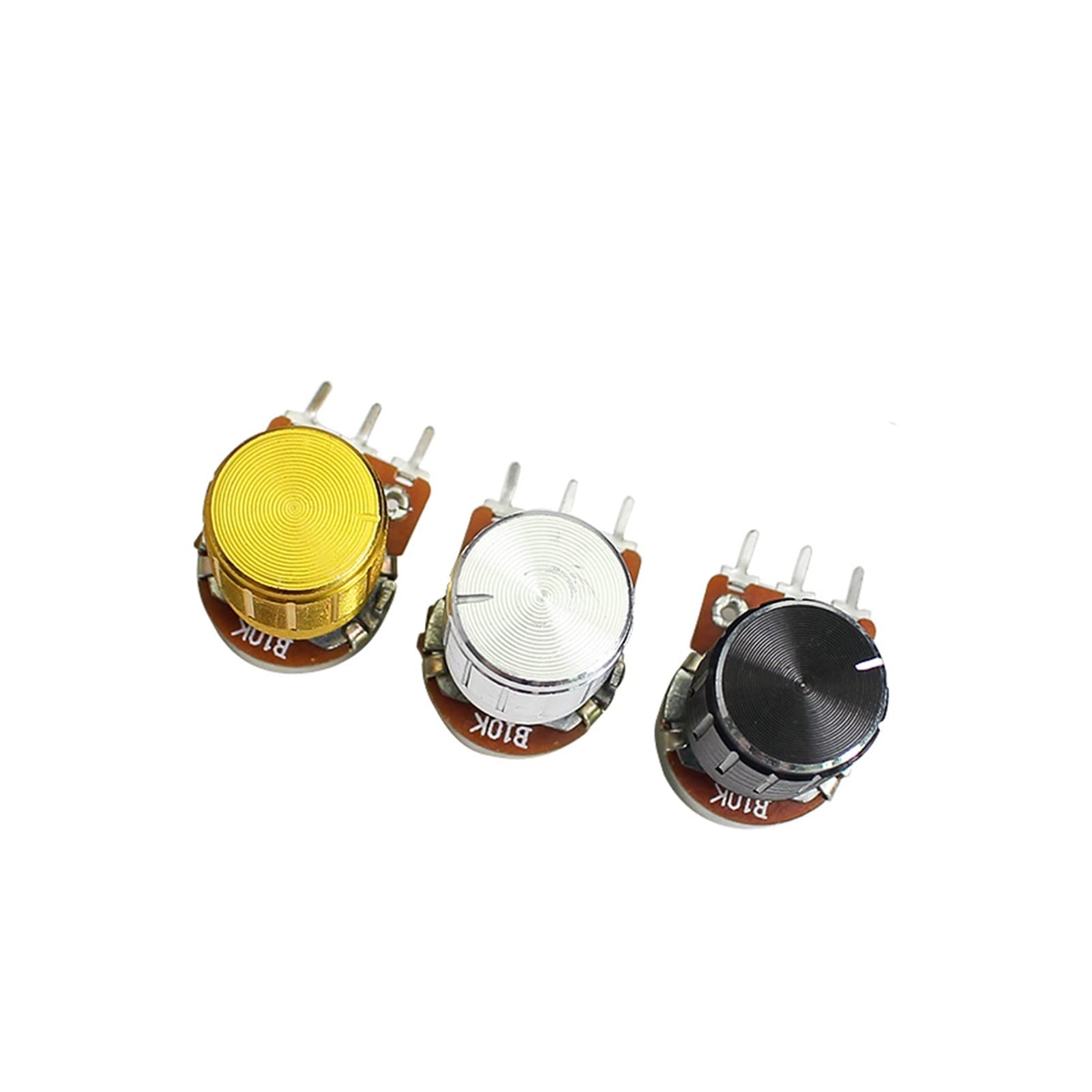 Codificador de interruptor 5 unids/lote potenciómetro de película de carbono WH148 15mm, con Kit de tapa de perillas de interruptor giratorio B1K 2K 5K 10K 20K 50K 100K 250K 500K 1M (Size : Black - B