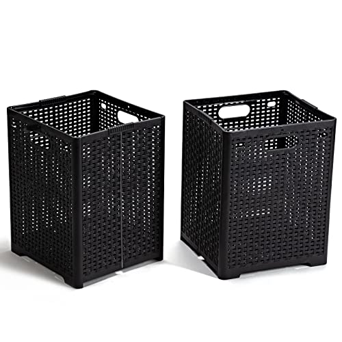 Eslite 42L Collapsible Plastic Laundry Baskets,Foldable Laundry Hamper,Pack of 2