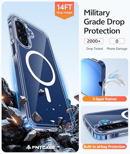 Image of FNTCASE for Galaxy A17 /A16 5G Phone Case: for Samsung A17 Cases [Fit for Magsafe] [Screen Protector] Anti Yellowing Transparent Clear - Military Grade Protection for Samsung A 17 & A 16 4G - Clear