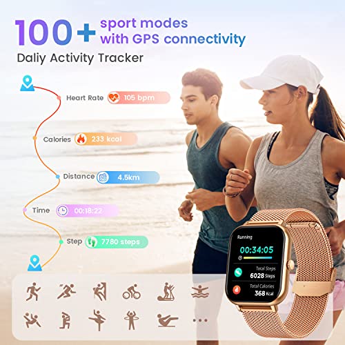 Orologio Smartwatch Fitness Donna Uomo: Smart Watch con Chiamate Bluetooth Risposta Vivavoce 1.83 Schermo 100+ Modalità Sport Frequenza Cardiaca da Polso Activity Tracker Contapassi per Android iOS