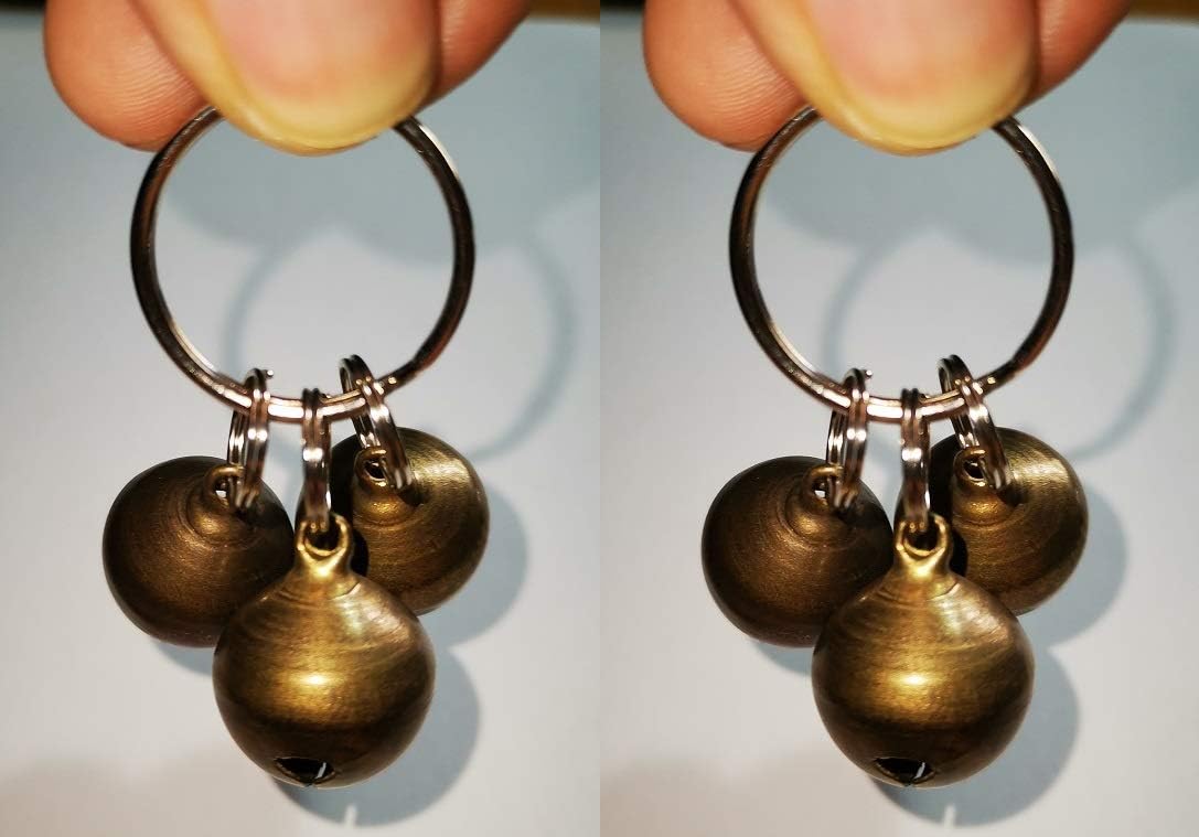 DocBrother 2 Pack (6 pcs) 3/4 Inch (20mm) Brass Bells for Cat Collars or Dog Collars or Bird - Dog Charm Bells for Collars Necklace Pendant Accessories with Key Rings