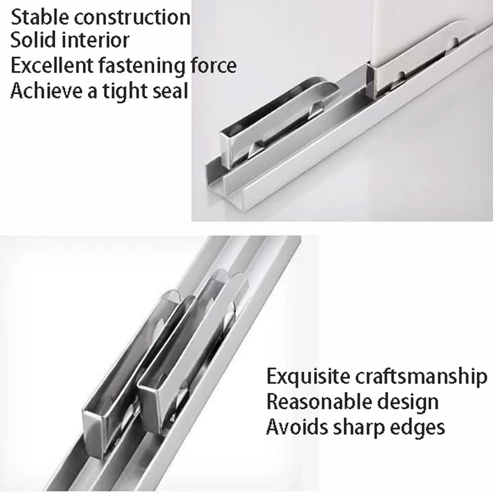 Sistema de guía para puerta corrediza, raíles de aluminio de doble canal resistentes para vidrio de 3-5 mm, acrílico, madera - resistente a los arañazos, fácil deslizamiento, resistente a la oxidación
