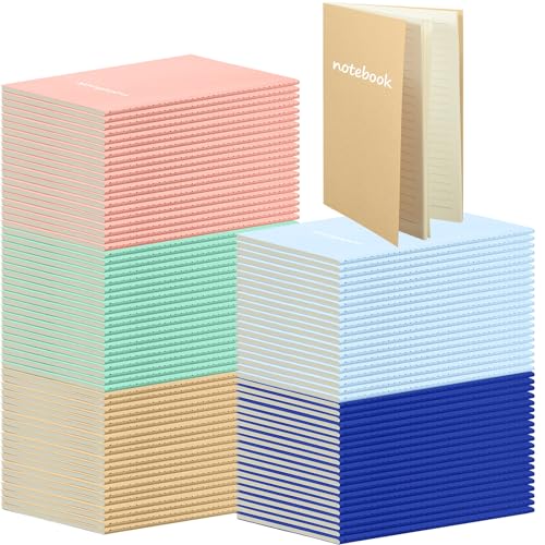 Image of 100 Pcs A5 Journals Notebooks Bulk,Bright Color,Lined | Kraft Softcover Small Notebooks 5.5 Inch x 8.3 Inch Notepads with 60 Page 30 Sheet for Writing Sketch Travel Office Supplies