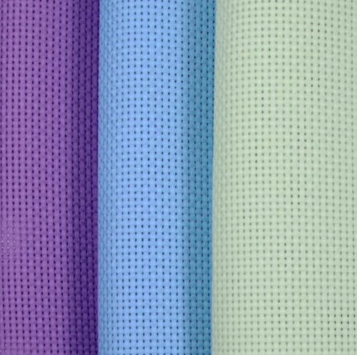 Image of KCS 3 pc of 15 inch x 18 inch(38cmx45cm) Counted Cross Stitch Cotton Aida Cloth Needlework Rolled Fabric Box,11CT,Light Green+Lavender+Light Blue