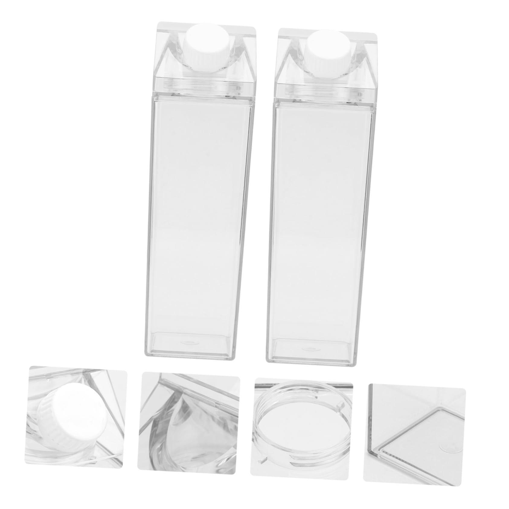 FELTECHELECTR 2pcs Juice Container Reusable Milk Carton Drinking Cup Envase Drink Bottle Transparente Clear Milk Milk Jug Travel Water Bottle 500ml Milk Bottle re-usable