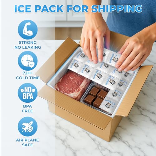 Image of Dry Ice Packs for Shipping Cubes - Long Lasting ice Packs - 24+ Hour Freeze Power - BPA Free - 24 Pack Bulk 1.5 lb - Hielo Seco - Reusable Gel Bricks for Food