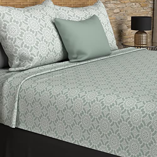 Soleil d'ocre Set of Sheets Cotton 57 Son 240 x 290 cm Esmeralda Green, Yellow, 260 x 300 cm