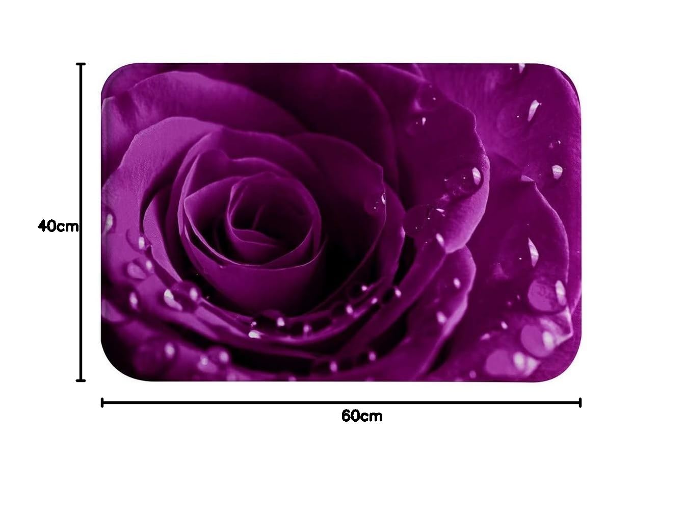 YRXRUS Badematte Mit Blumenmuster, Lila, Ultraweiche Mikrofaser, Rutschfest, Maschinenwaschbar, 1,8 Cm Dick