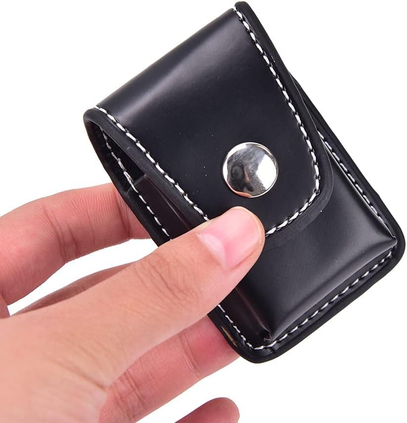 Black Lighter Case Handmade PU Leather Lighter Pouch Holder Case with Belt Loop Lighter Holder Pocket Lighter Purse Compartments igarette Purse Leather Pouch With Loop Open - Image 3