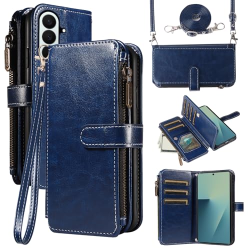 Étui Z7 Fold7 5G Asuwish en cuir bleu avec film écran et compartiment cartes