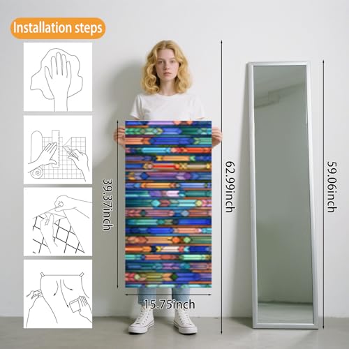 Image of Nuxovilar Glass Geometric Stripe Wallpaper Peel Stick Vinyl 15.75x39.37
