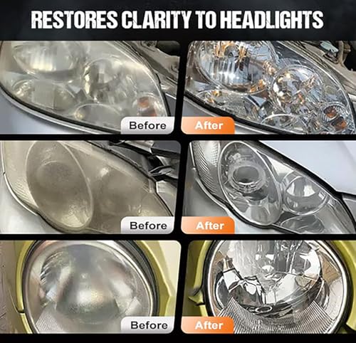 Pasta de pulido de extracción de manchas de los faros, kit profesional de pulido de limpieza de faros del vehículo, Cleaner de esmalte de faros anti-amarillo para la claridad de las luces (1, Clear) - imagen 6