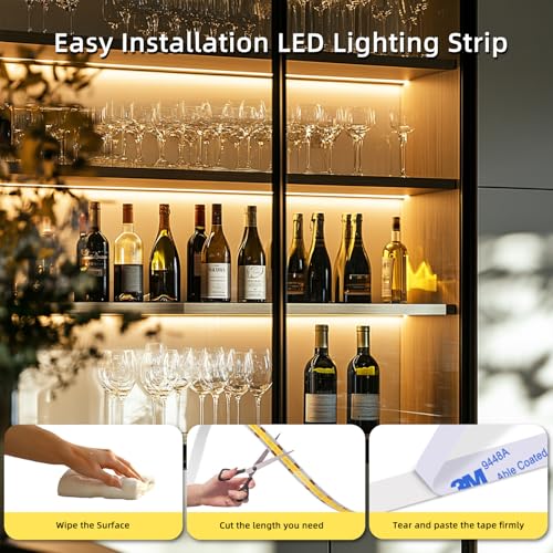 Image of LED Cob Strip Light 5V USB, 4000K Natura White,6.56ft Flexible Self-Adhesive Light Strip for 3D Printer External Lighting Decoration,Cabine, Mirror,TV,Table,Home DIY Lighting