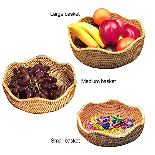 porção pão - Cestas pão vime para servir - armazenamento vime para frutas e vegetais pão - armazenam