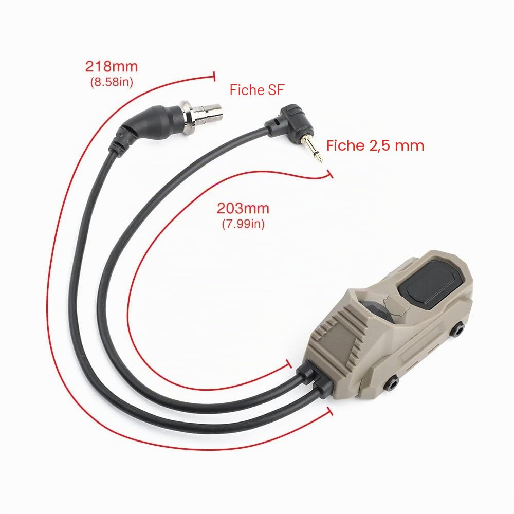 Double Port SF et commutateur de prise 2.5 MM Interrupteur de torche,M300 M600 et PEQ DBAL Series Lampe de poche double presseur pour Mlok Keymod 20mm Picatinny Rail (Bronzer)