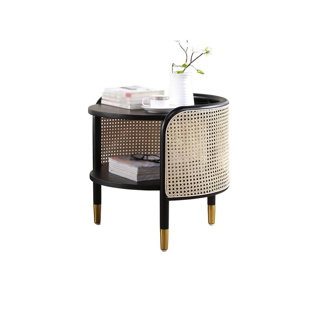 eexbz Sofa Living Room Household Round Side Table Living Room Side Table Simple Rattan Coffee Table Bedroom Bedside Table Sofas for Living Room