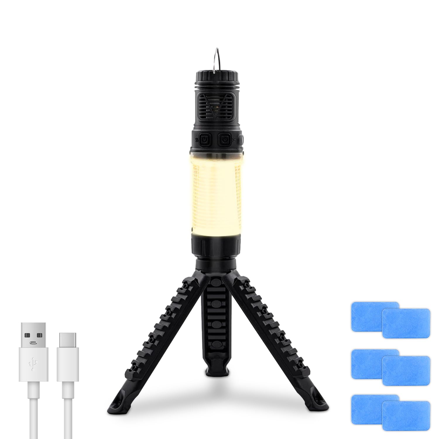 Camping Light with Mosquito Repellent, 4800mAh Rechargeable Battery Camping Tent Lamp with Stand, Waterproof Portable Outdoor Lantern for Camping, Hiking, Garden Parties