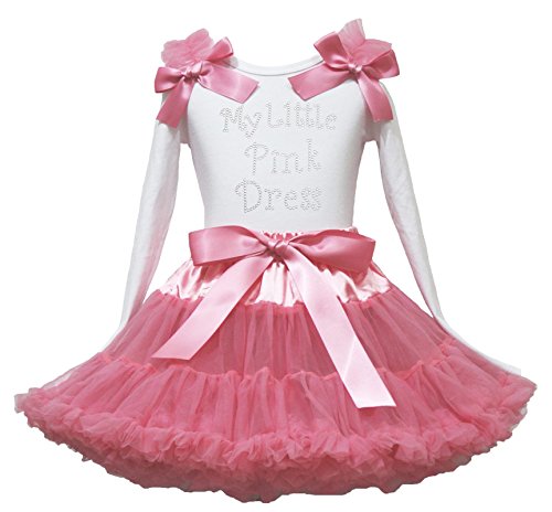 Camiseta de corazones de manga larga y falda rosa suave niña