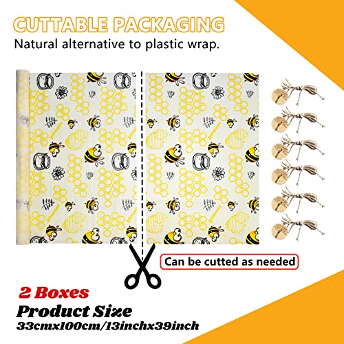 Foto von JOYBOY Bienenwachs-Wraps,Wachspapier für Lebensmittel Rolle 35 x 200 cm, Bee Wraps, Wiederverwendbare Lebensmittelverpackungen, umweltfreundlich, für Sandwichkäse, Obst und Gemüse, zum Frischhalten