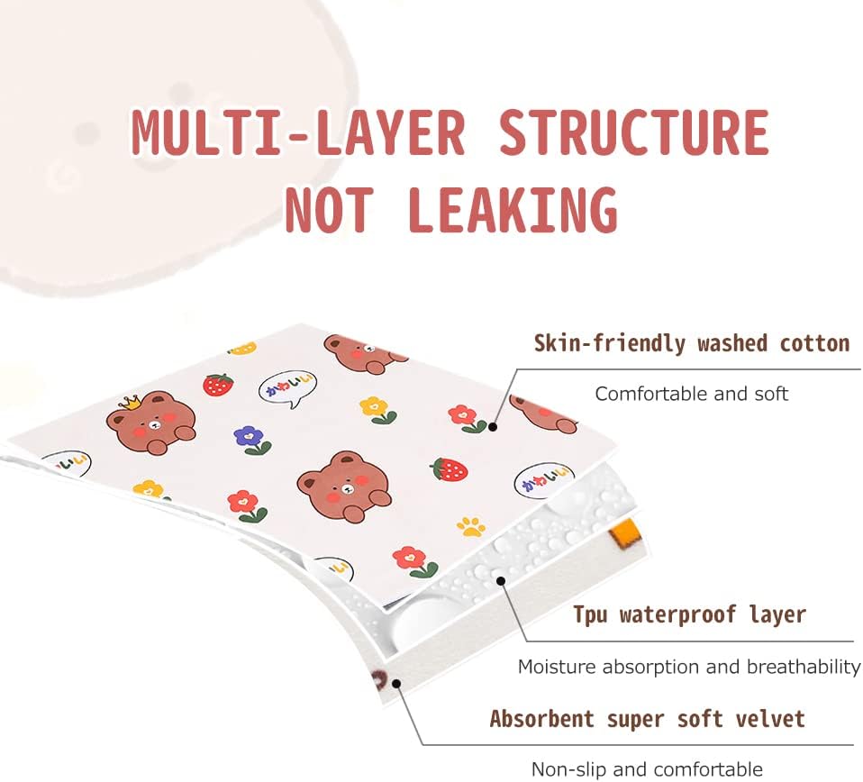 Maltose Baby Waterproof Bed Pad Washable 47×28 Inches Strong Absorbent Mattress Protector Reusable Underpads Bed Wetting Incontinence for Toddler Adults : Baby