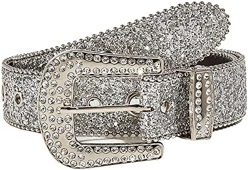 Womens-Rhinestone-Western-Cowgirl-Belt Silver Glitter-Diamond-Western Belt image 4