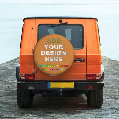 Image of Custom Spare Tire Cover with Picture, Customize Wheel Cover with Logo Personalized Waterproof Dust-Proof Polyester Tire Protectors for Trailer RV SUV All Vehicle, Peru