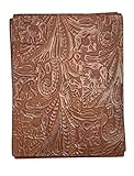 Large Floral Cowside Embossed Leather: 8.5' x 11' Pieces (Brandy, 1 Piece)