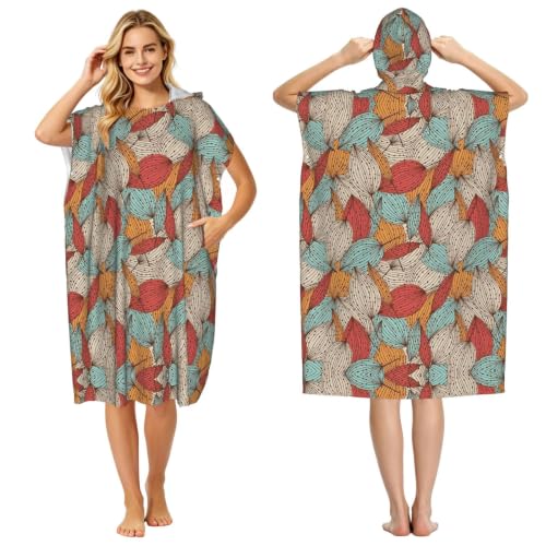 Peignoir à capuche imprimé feuilles adulte pour piscine et plage léger
