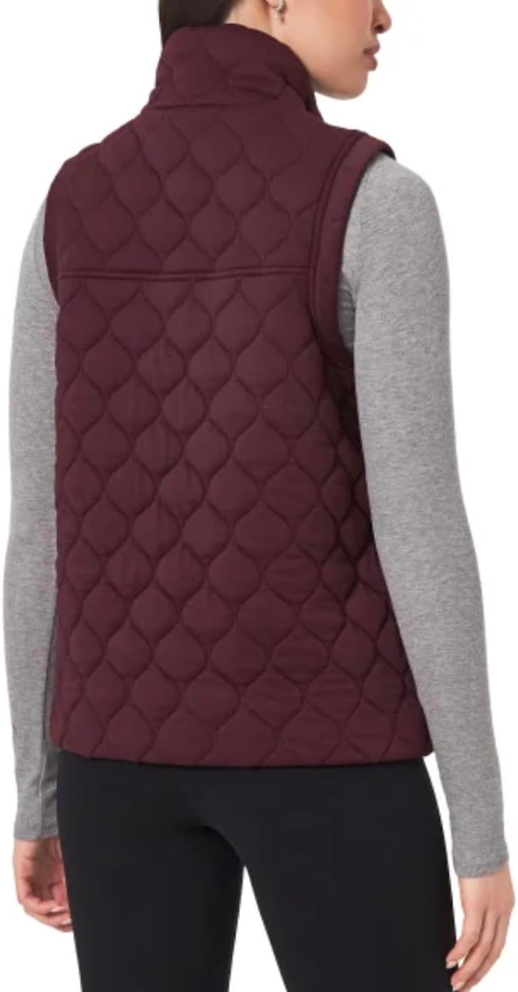 KIRKLAND Signature Women's Stretch Quilted Active Zip Up Vest (US, Alpha, XX-Large, Regular, Regular, Wine (Purple)) - Image 2