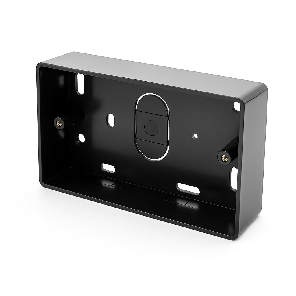 SHPELEC® Black Surface Mounted Pattress Box - Single/Double, Stylish and Durable Box for Mounting Electrical Devices, BS 5733 Compliant (2 Gang (Double))