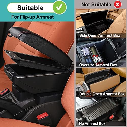 Spurtar Auto Center Console Cover (30 * 16 * 7.5/11 cm), Armrest Cover, Soft Velvet Memory Foam Car Armrest Cushion Seat Box with Phone Holder Storage Pockets Bag, Armrest Pillow Fit for Most Cars