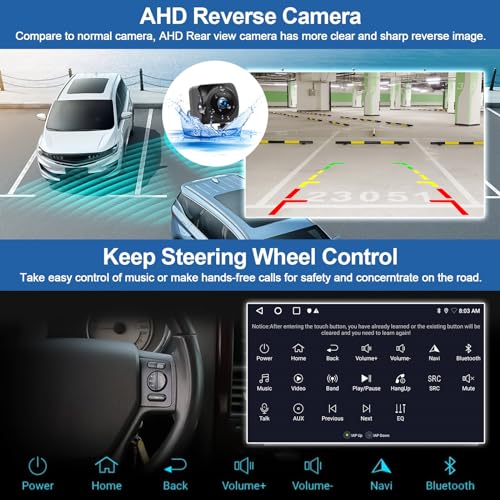 CAMECHO 2G+64G Android 13 Car Stereo for BMW X5 2000-2006 5 Series E39 1999-2004 with Wireless Carplay Android Auto, 9" Touch Screen Bluetooth Car Radio with GPS WiFi RDS FM HD Backup Camera - Image 5