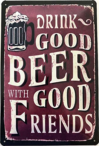 Deko7 - Cartel de Chapa (30 x 20 cm), diseño de Cerveza con Texto Drink Good Beer