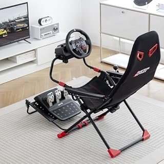 Amstrad AMS-Racing-SIM Siège de simulateur Auto avec Support pour Volant & Levier de Vitesse - 3 Niveaux de réglage Hauteur