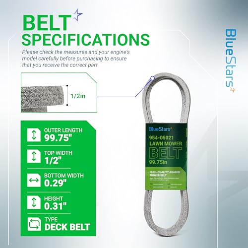 BlueStars 954-05021 Mower Deck Belt - for Cub Cadet Troy Bilt Super Bronco MTD Craftsman Lawn Tractor - Replaces 754-05021 954-05021 490-501-C062... - Image 3