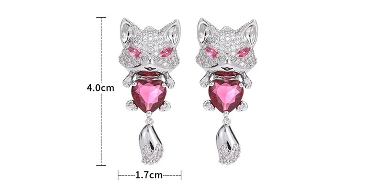 JINSHENGXIN Earrings Vintage Zircon Earrings Little Fox Earrings(Small)