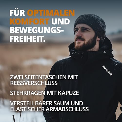Kirkjubøur® Hestur Herren SOFTSHELLjacke 10.000 mm Wassersäule mit Kapuze und Fleecefutter, atmungsaktiv und wasserabweisend mit Stehkragen, Outdoor (as3, alpha, m, regular, regular, Grün)